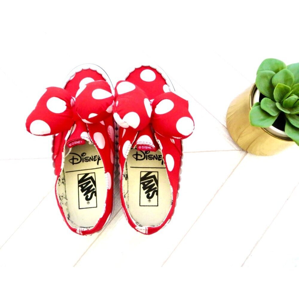 NEW! RARE VANS Disney Minnie Mouse Polka Dots Bow Sneakers Red White SZ 5.5 - Picture 9 of 12